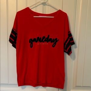Simply Southern Red Gameday Tee with Black Accents